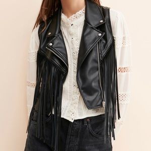 Free People Vegan Leather Fringe Vest
